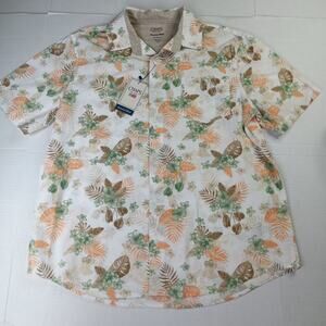 Chaps Seacoast Wash Linen Woven Shirt Men's XL Pale Khaki